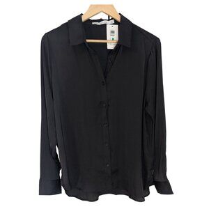 Calvin Klein Jeans Black Button Up Long Sleeve Blouse | NWT | Size L